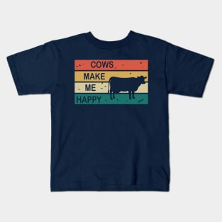 Cows Make Me Happy - Cute Vintage Retro Design Kids T-Shirt